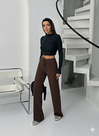 Fitilli şardonlu pantolon kahve a4058