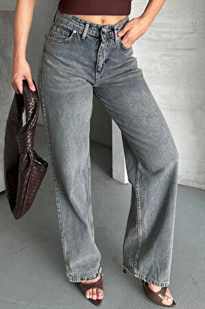 Palazzo bıyık kar yıkama buz mavi jeans pantolon d2008