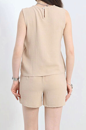 Şortlu Ayrobin takım bej