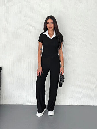 Ottoman kumaş beyaz gömlek yaka takım s4142