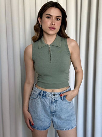 Kısa fermuarlı crop