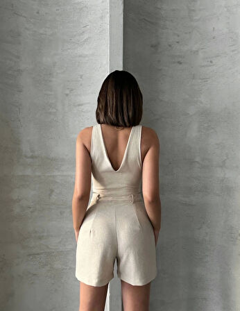 Şortlu keten takım