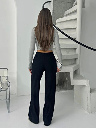 Fitilli şardonlu pantolon siyah a4058
