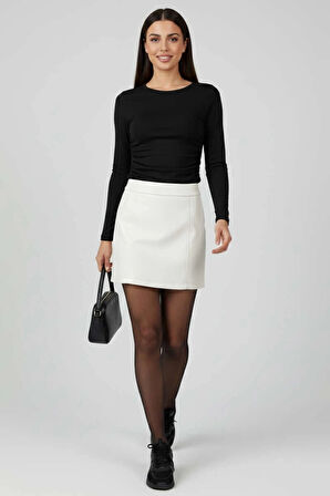 Yanı Büzgülü bluz siyah T4322