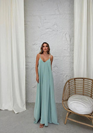 Aerobin uzun elbise çağla yeşili pt