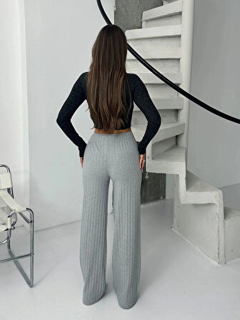 Fitilli şardonlu pantolon gri a4058