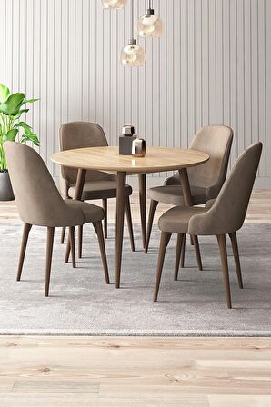 Rovena Violet Beyaz Yuvarlak Mutfak MasasıTakımı 4 Sandalye