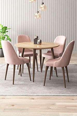 Rovena Violet Beyaz Yuvarlak Mutfak MasasıTakımı 4 Sandalye