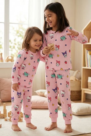 Cute Hello Kitty Ve Kuromi Desenli Kız Çocuk Pijama Takımı  