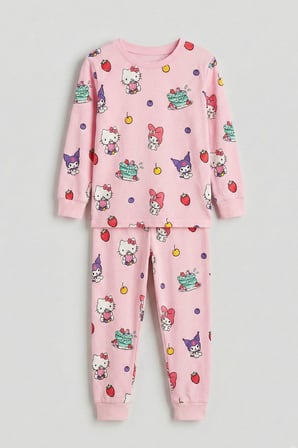 Cute Hello Kitty Ve Kuromi Desenli Kız Çocuk Pijama Takımı  