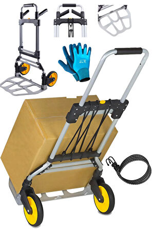 XL Büyük Boy Katlanır El Arabası: 150kg Kapasite, 360° Döner Kol, Kaymaz Tekerlekler