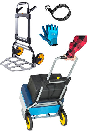 XL Büyük Boy Katlanır El Arabası: 150kg Kapasite, 360° Döner Kol, Kaymaz Tekerlekler