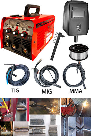 Gazsız Gazaltı Çift Kartlı Kaynak Tıg Mıg Mma 3ın1 Ultra Fonksiyonlu Dijital Gösterge Kaynak Mak