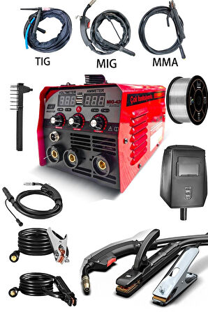 3'ü 1 Arada MIG +  İnverter Kaynak +TIG 3 Fonksiyonlu Gazsız Gazaltı Dijital Ekran  + Kaynak Teli