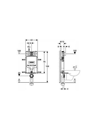 Geberit Alpha Kombifix Duvariçi Gömme Rezervuar Seti 8cm + Beyaz Kapak 