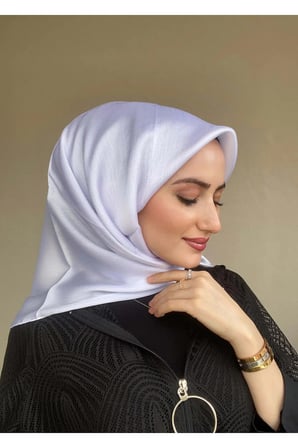 Abiye Janjan Parlak Saten Dokulu Tesettür Abiye Şifon Şal