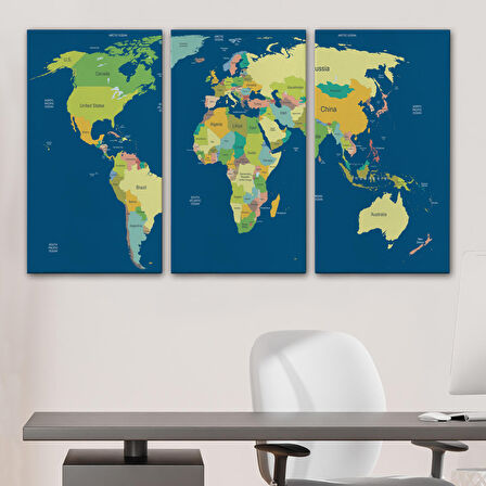 Harita Sepeti Dünya Haritası Dekoratif Kanvas Tablo 1101