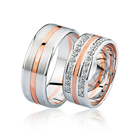 Rose Şeritli Altın Alyans 1102-2