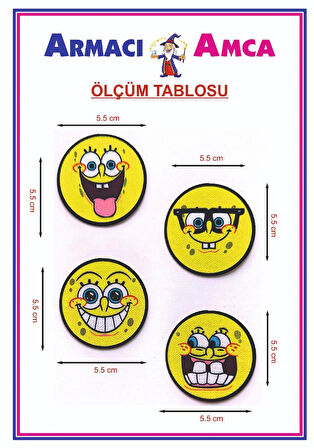 ÜTÜ İLE YAPIŞAN 4 ADET ÖRME KUMAŞ ARMA YIRTIK KAPATICI PRATİK YAMA TEKSTİL PATCH ŞİRİN EMOJİLER