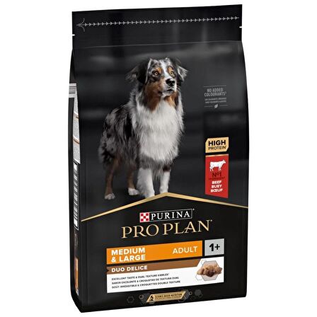 Proplan duo delice beef 10kg medium large orta ve büyük ırk sığır etli yetişkin köpek maması