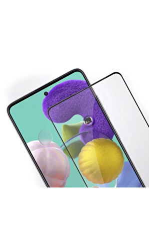 Samsung A51 Uyumlu Siyah Seramik Nano Ekran Koruyucu Tam Kaplayan Kırılmaz Cam - Extra İnce