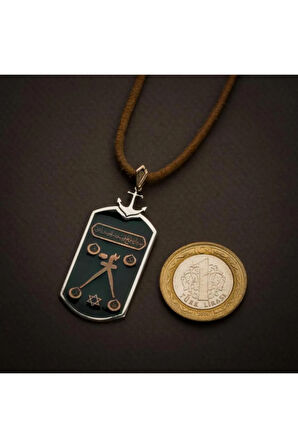 Barbaros Hayreddin Paşa Sancağı Çapalı Erkek Gümüş Künye Kolye