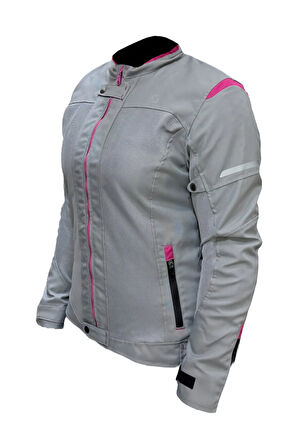 Luna Yazlık Fileli Korumalı Kadın Motosiklet Montu Yeni Sezon Gri Lila