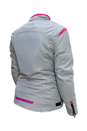 Luna Yazlık Fileli Korumalı Kadın Motosiklet Montu Yeni Sezon Gri Lila