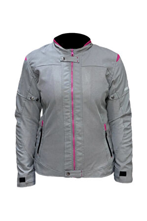 Luna Yazlık Fileli Korumalı Kadın Motosiklet Montu Yeni Sezon Gri Lila