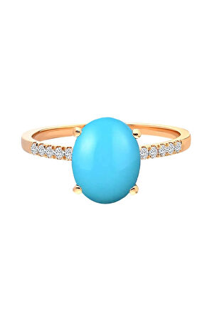 Pırlanta Ve Turkuaz Taşlı Yüzük