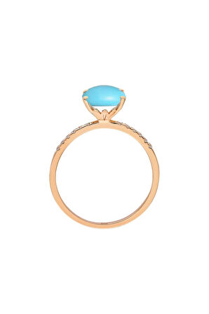 Pırlanta Ve Turkuaz Taşlı Yüzük