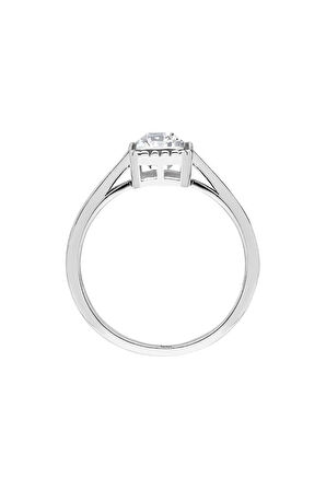 Emerald Kesim Beyaz Topaz Tektaş Yüzük