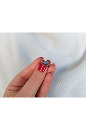 Mavi Topaz Taşlı Moana Yüzük 0602R0058