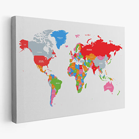 Harita Sepeti Dünya Haritası Dekoratif Kanvas Tablo 1102