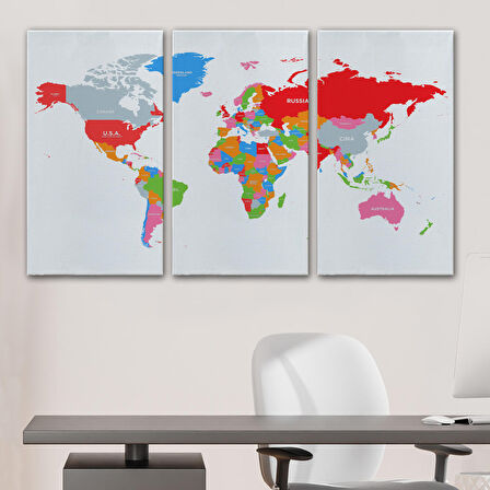 Harita Sepeti Dünya Haritası Dekoratif Kanvas Tablo 1102