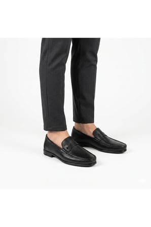 HAKİKİ DERİ SİYAH GÜNLÜK KLASİK KISA TOPUK LOAFER YENİ SEZON ERKEK AYAKKABI 110420262218
