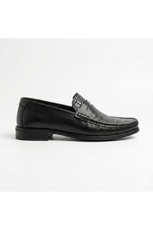 HAKİKİ DERİ SİYAH GÜNLÜK KLASİK KISA TOPUKLU LOAFER YENİ SEZON ERKEK AYAKKABI 110420262251