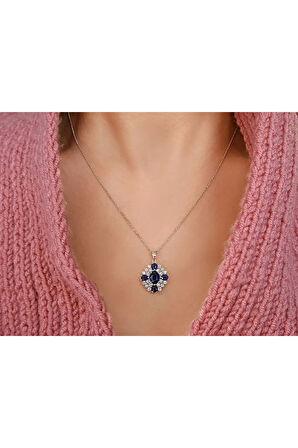 Safir Ve Pırlanta Taşlı Göz Nuru Kolye
