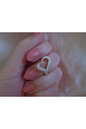Pırlanta Taşlı Kalp Yüzük