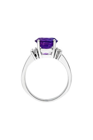 Büyük Ametist Ve Pırlanta Taşlı Yüzük