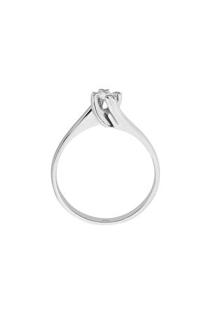 F Renk 0,08 Karat Pırlanta Kalpli Tektaş Yüzük
