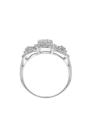 Pırlanta Taşlı Çiçek Tria Yüzük