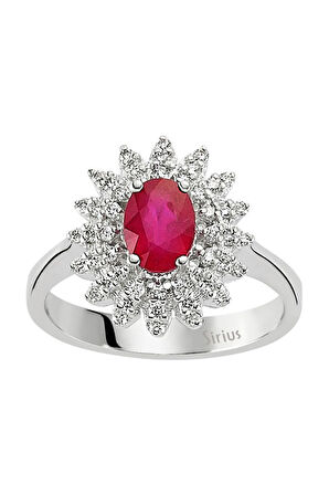 Yakut Taşlı Pırlanta Anturaj Yüzük