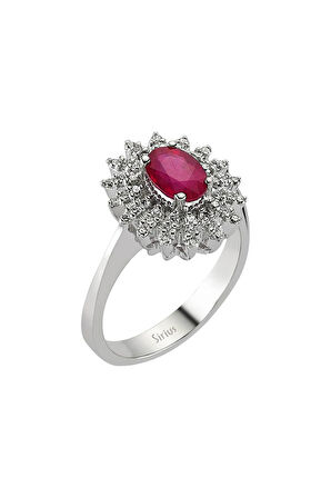 Yakut Taşlı Pırlanta Anturaj Yüzük