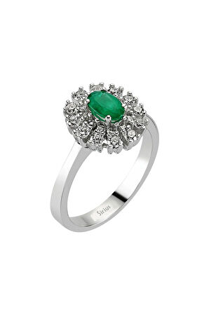 Zümrüt Taşlı Pırlanta Anturaj Yüzük