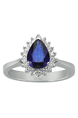 Pırlanta Ve Damla Safir Taşlı Anturaj Yüzük