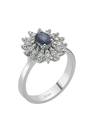 Pırlanta ve Oval Safir Taşlı Anturaj Yüzük