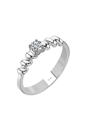 G Renk 0,19 Karat Pırlanta Burgulu Tektaş Yüzük