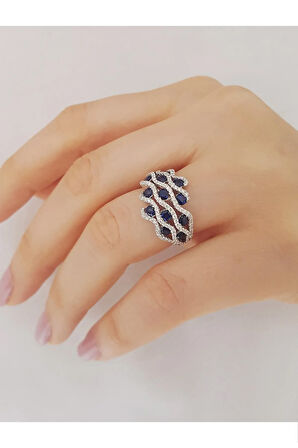 Safir ve Pırlanta Taşlı Yüzük