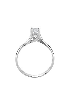 F Renk 0,30 Karat Pırlanta Kalpli Tektaş Yüzük